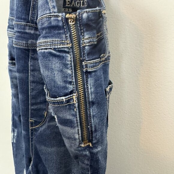 American Eagle Super Stretch X Jegging Overalls Women's Size 4 Reg Distressed - Picture 3 of 5